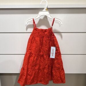Cat & Jack Girls Red Floral Embroidered Sleeveless Sundress Cotton 3T